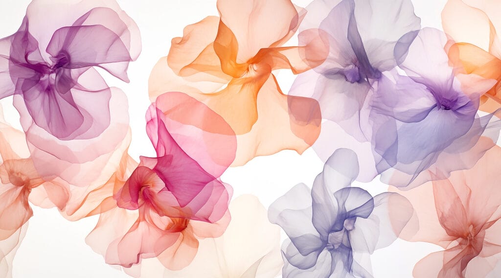 Flores de colores transparentes — diseño completo