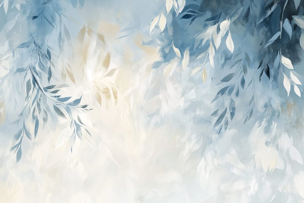 Hojas azules al sol — diseño completo