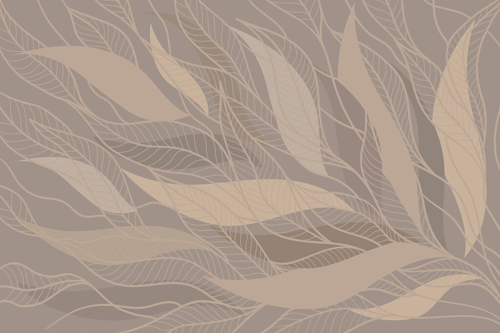 Hojas sobre taupe cálido — diseño completo