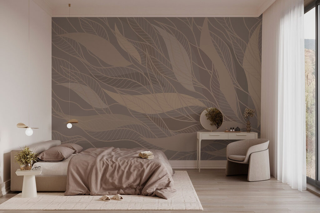 Hojas sobre taupe cálido — interior 1