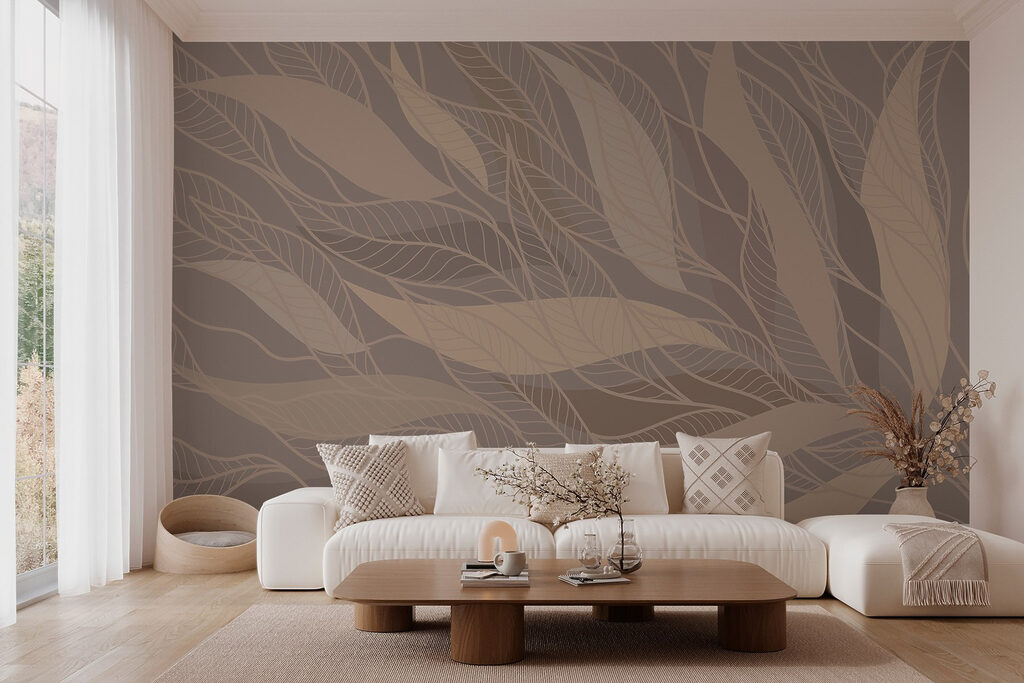 Hojas sobre taupe cálido — interior 2