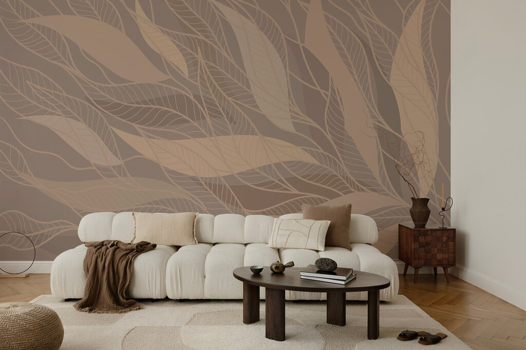 Hojas sobre taupe cálido — interior 3