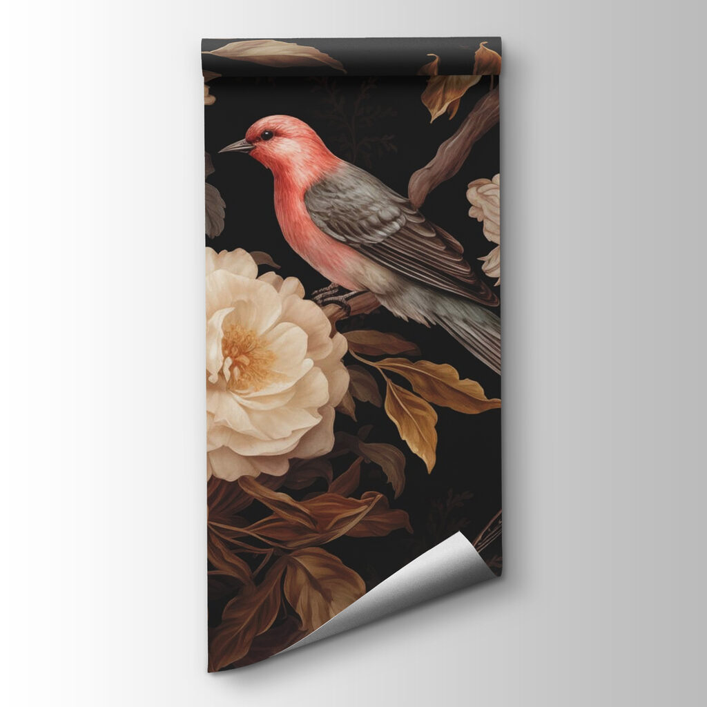 Pájaros entre flores oscuras — vista del producto