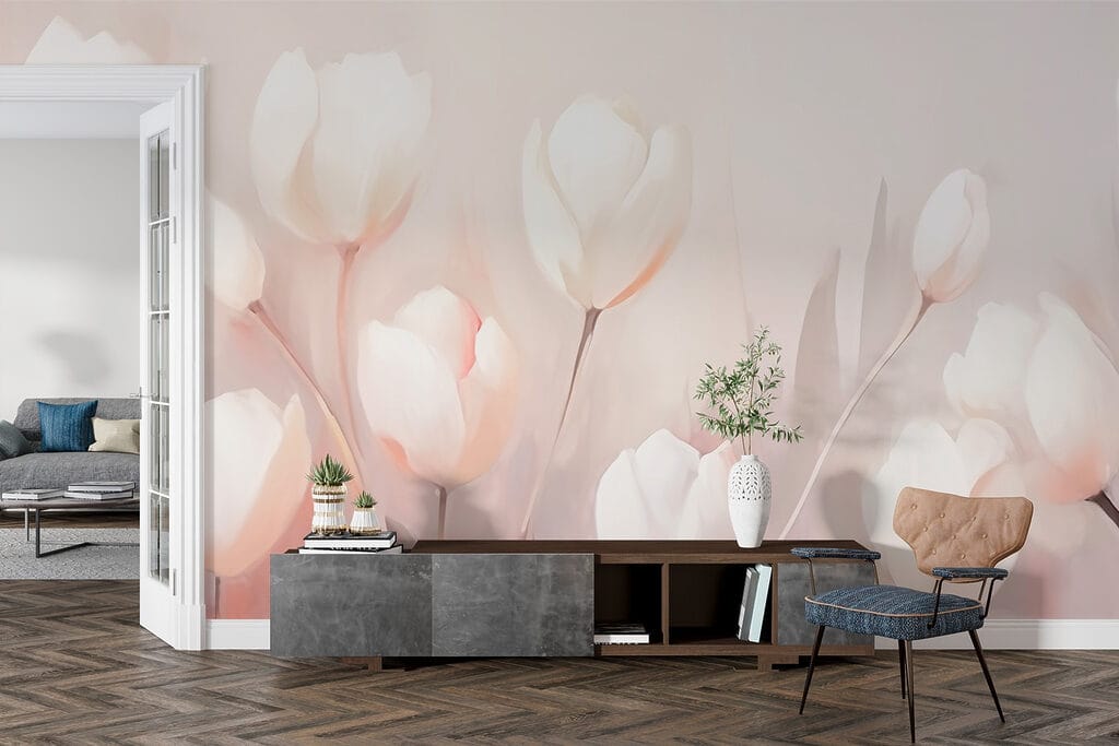 Tulipanes claros sobre rosa — interior 1