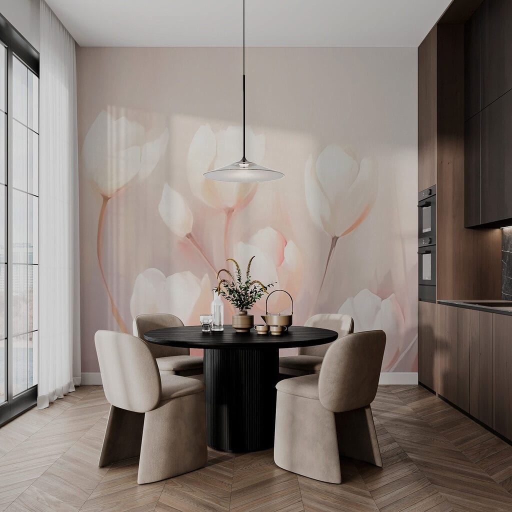 Tulipanes claros sobre rosa — interior 3