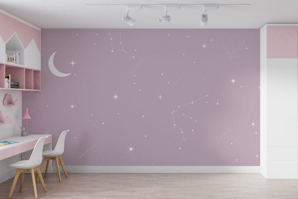 Luna entre estrellas en un interior