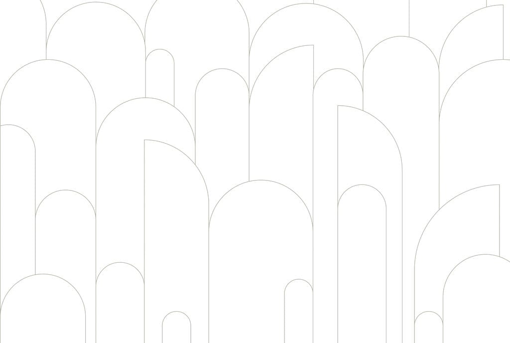 Arcos finos sobre blanco — diseño completo