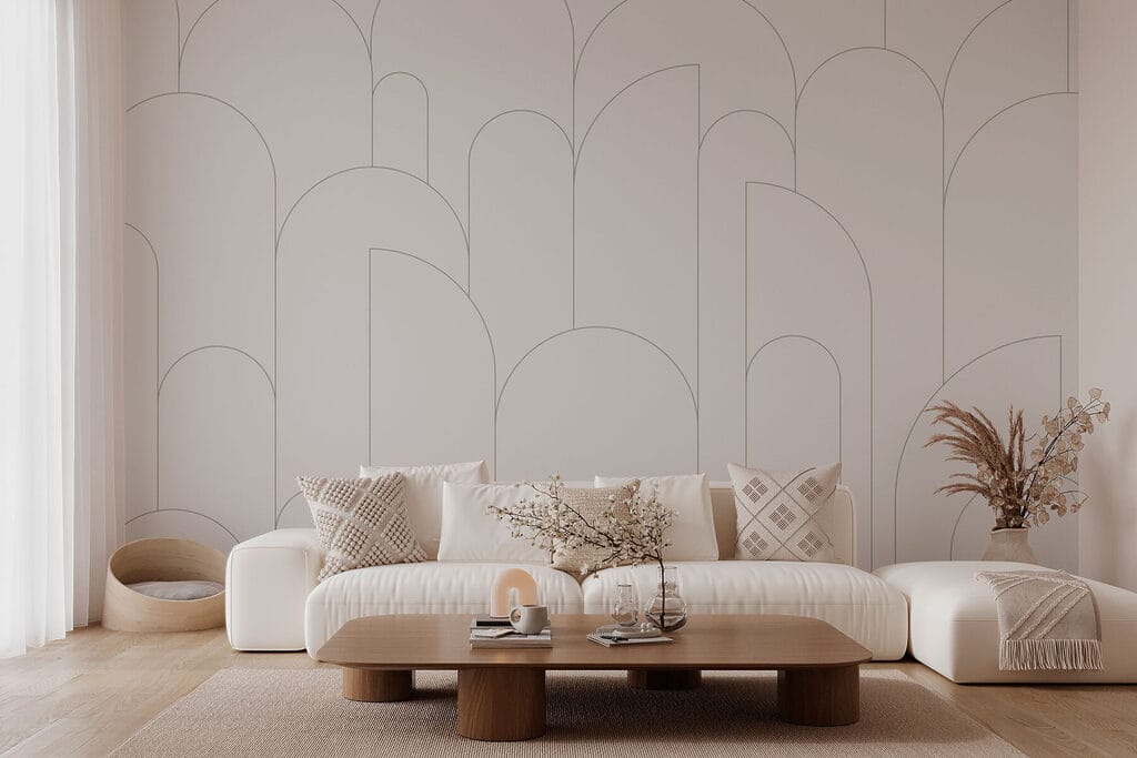 Arcos finos sobre blanco — interior 2