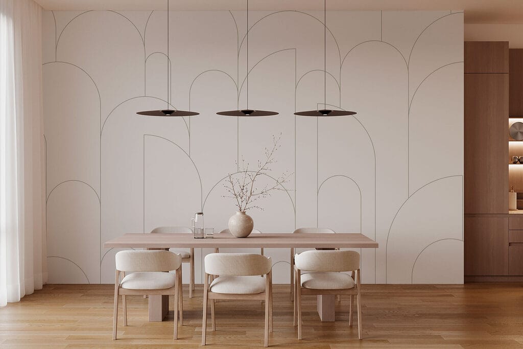Arcos finos sobre blanco — interior 3