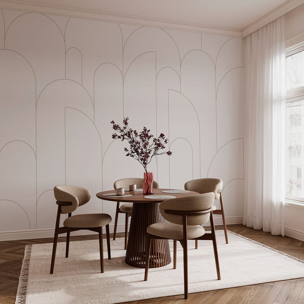 Arcos finos sobre blanco — interior 3