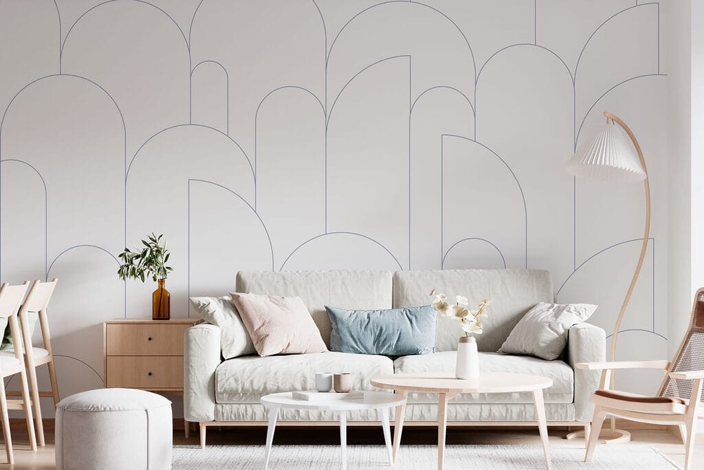 Arcos finos sobre blanco — interior 1