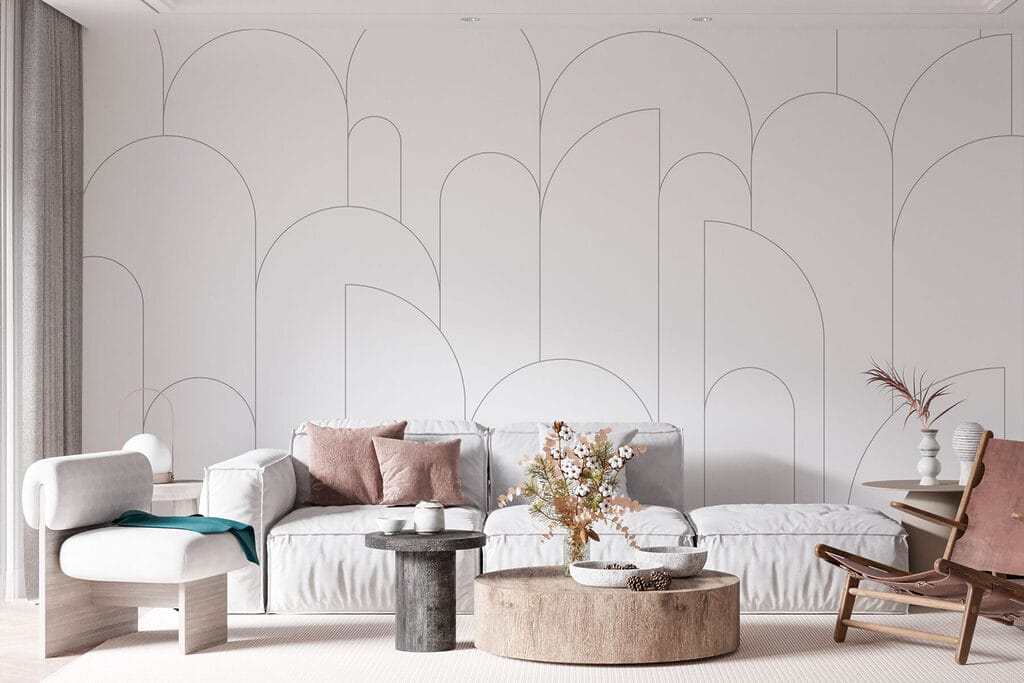 Arcos finos sobre blanco — interior 2
