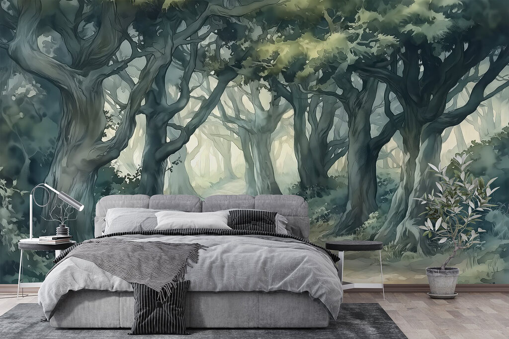 Sendero entre árboles retorcidos — interior 1