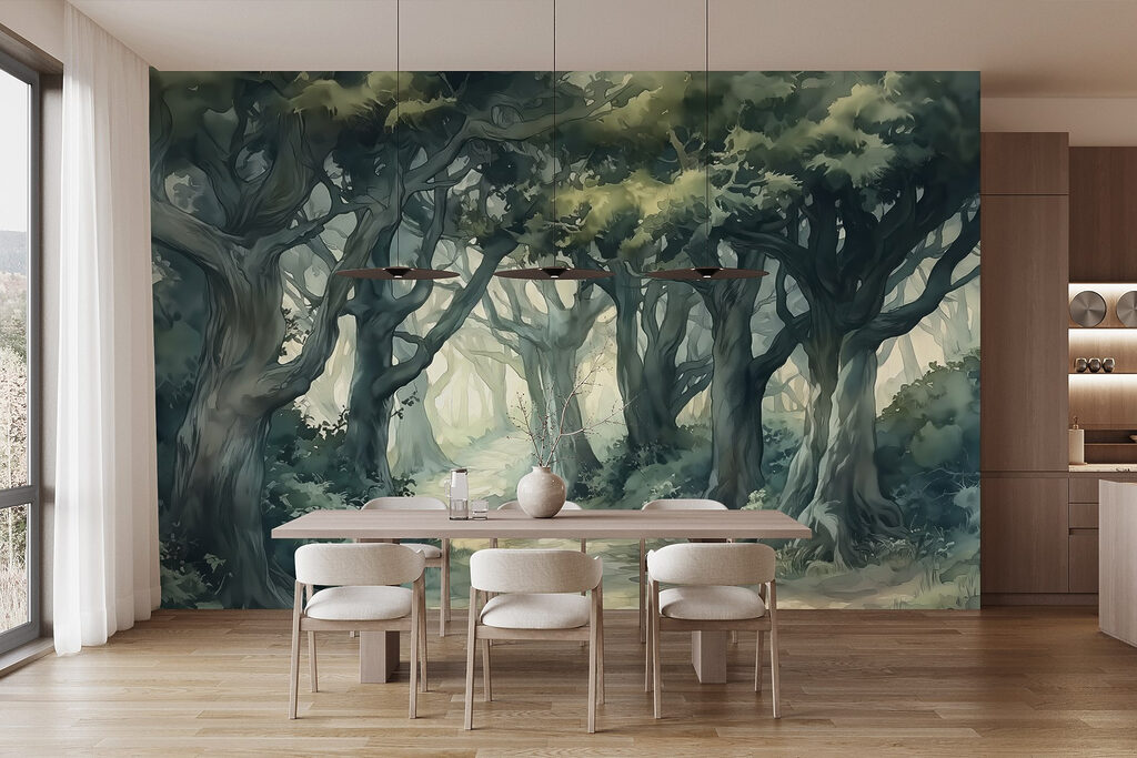 Sendero entre árboles retorcidos — interior 5