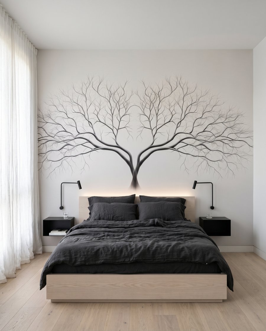 Árbol de invierno en un interior