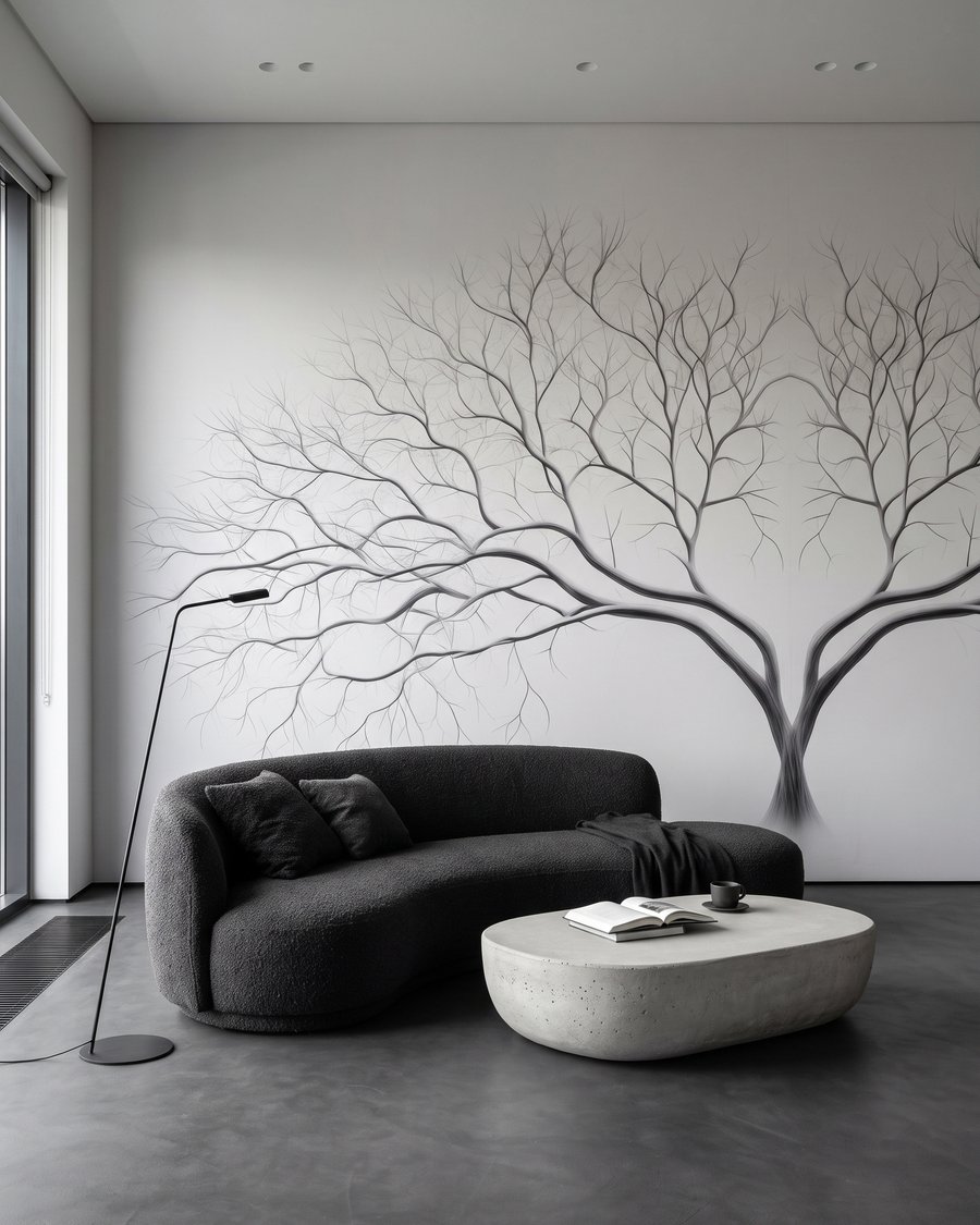 Árbol de invierno en un interior