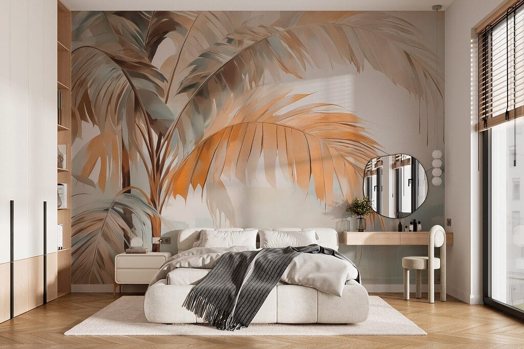 Palmera dorada en un interior