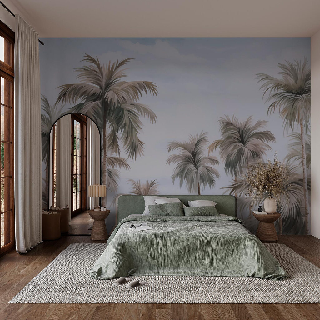 Palmeras altas, cielo lila — interior 1