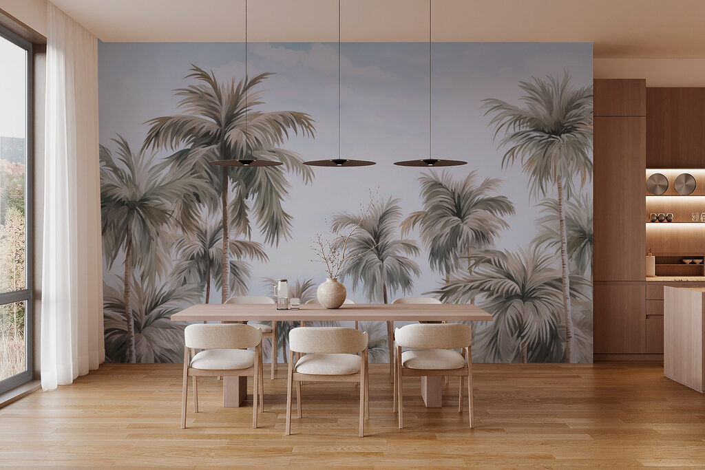 Palmeras altas, cielo lila — interior 2