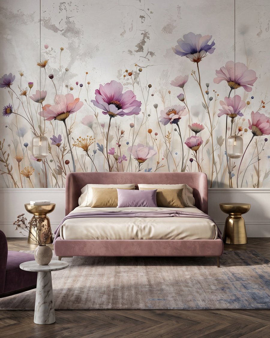 Flores de tallo largo en un interior