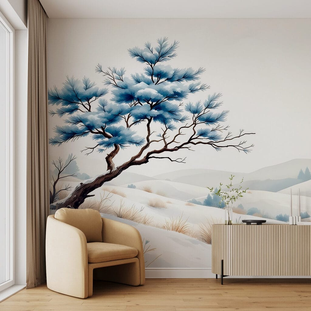 Pino azul, colinas nevadas — interior 1
