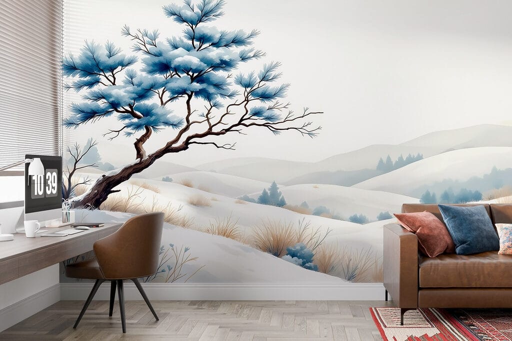 Pino azul, colinas nevadas — interior 2