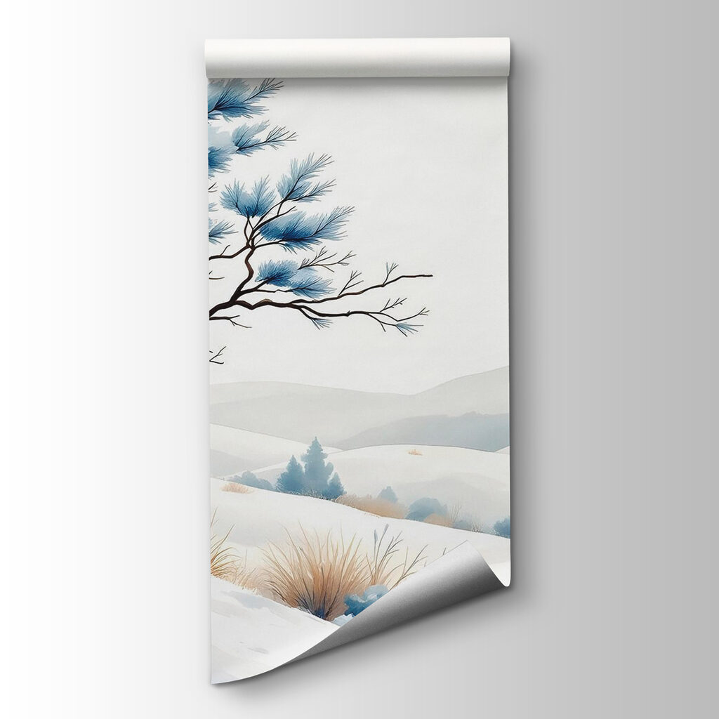 Pino azul, colinas nevadas — vista del producto