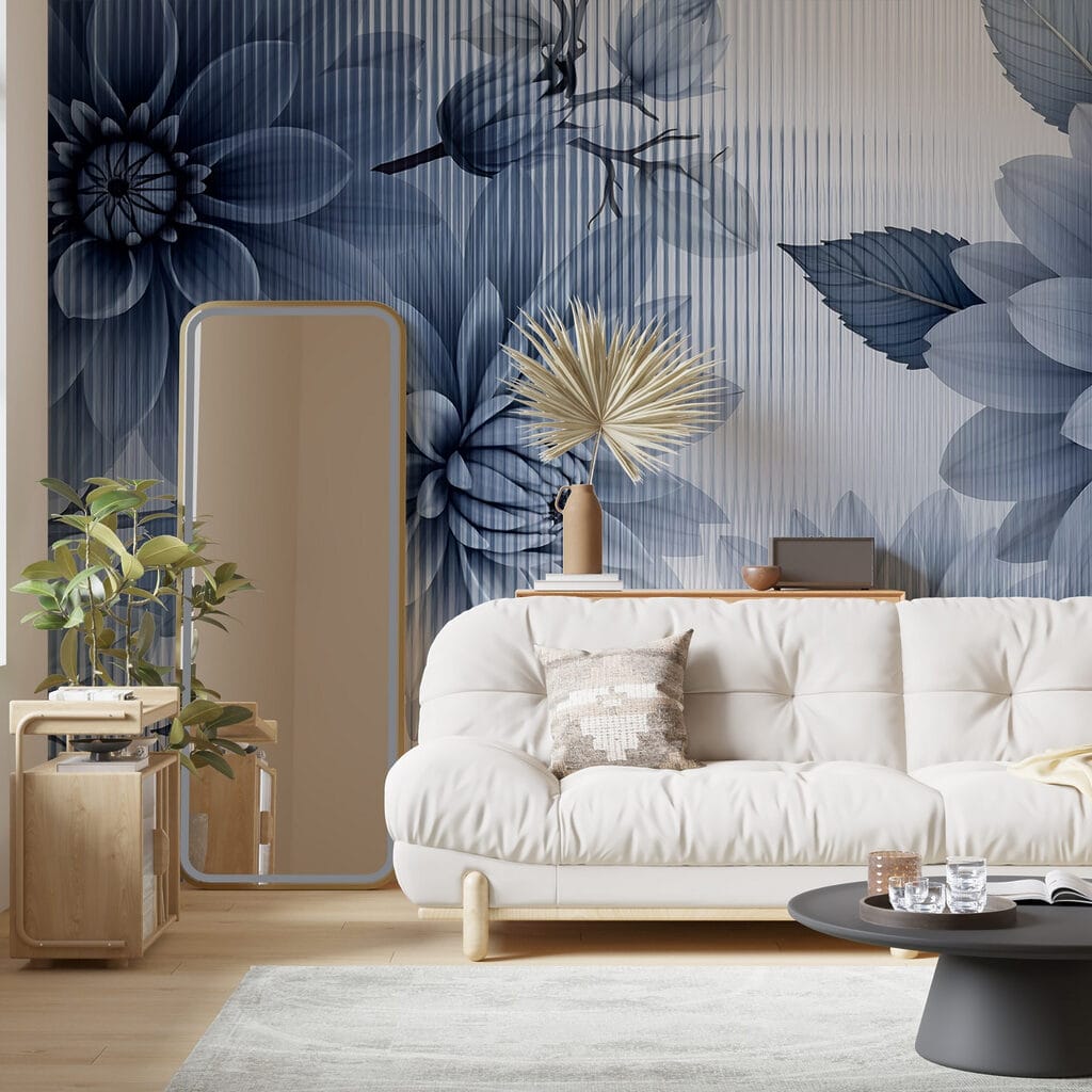 Flores azules en líneas — interior 3