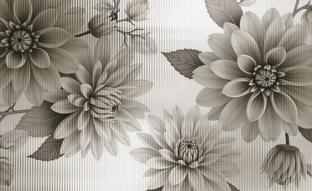 Flores azules en líneas — diseño completo