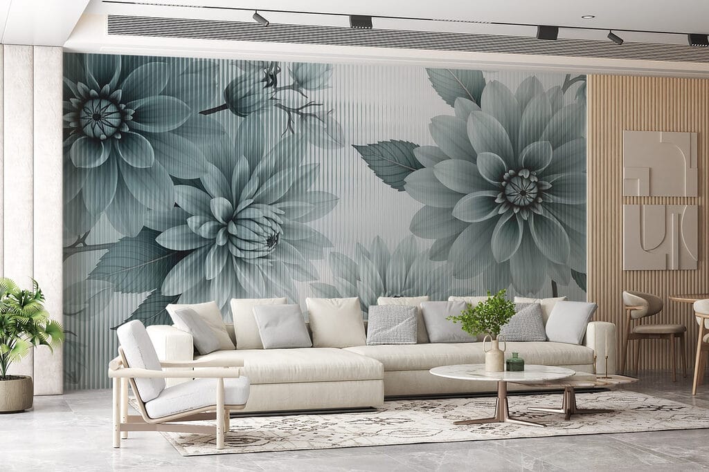 Flores azules en líneas — interior 1