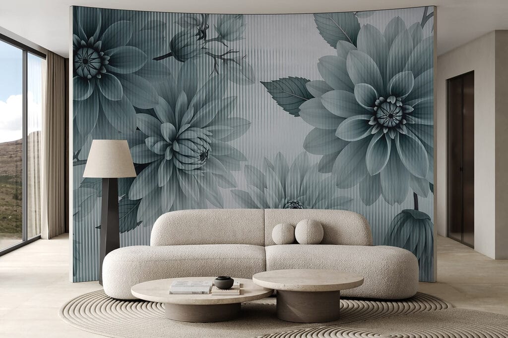 Flores azules en líneas — interior 3
