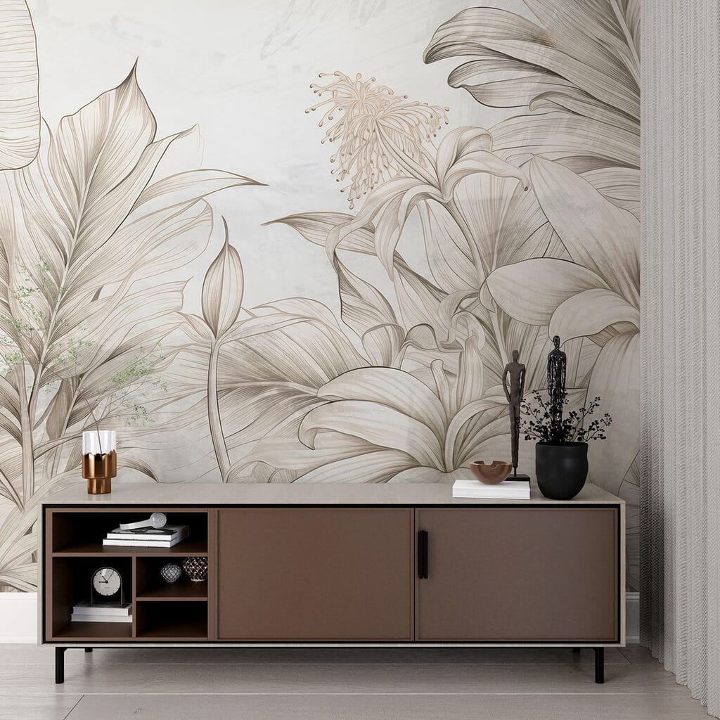 Grandes flores tropicales en un interior