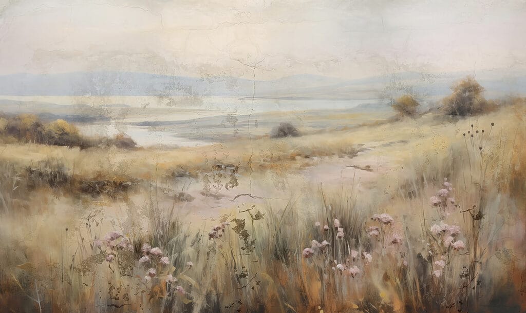 Flores sobre un prado — diseño completo