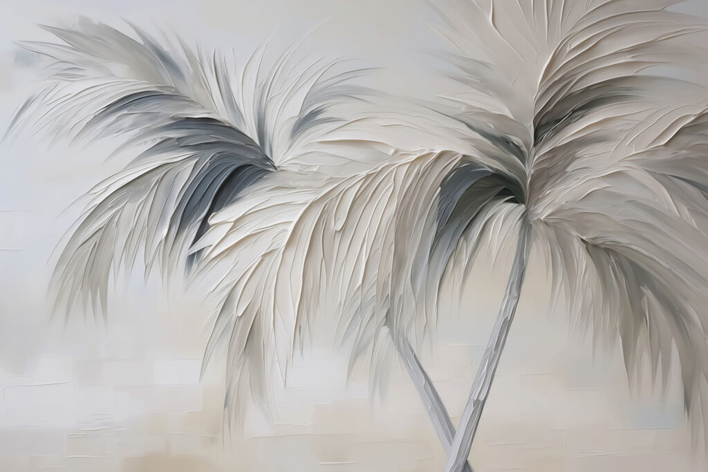 Dos palmeras en relieve — diseño completo