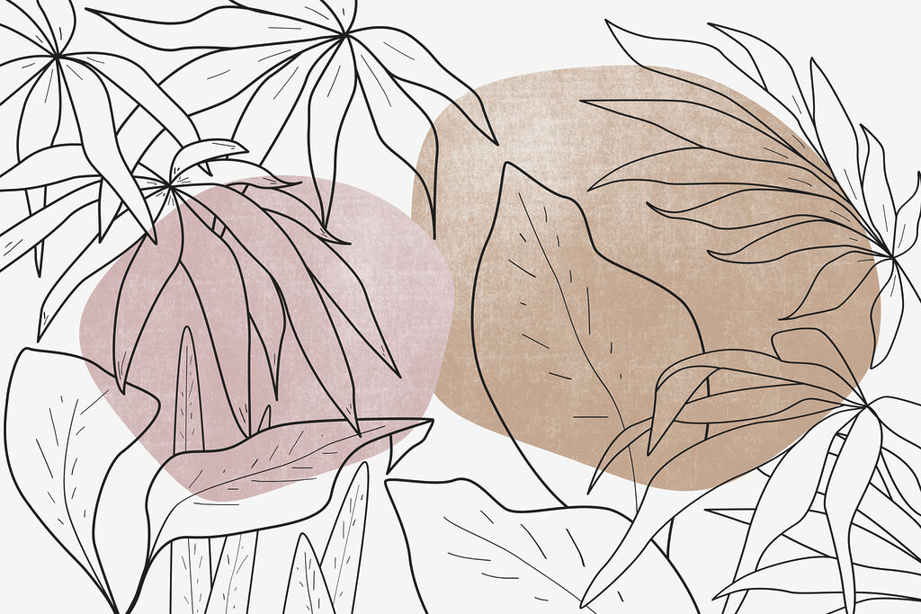Hojas negras sobre rosa — diseño completo