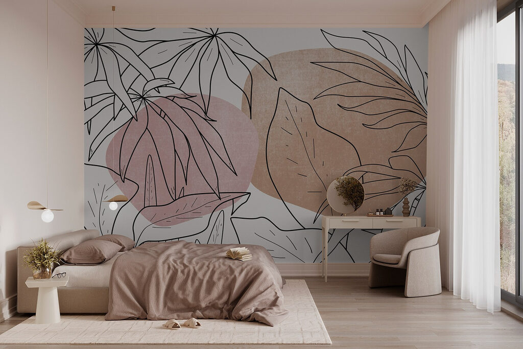 Hojas negras sobre rosa — interior 1
