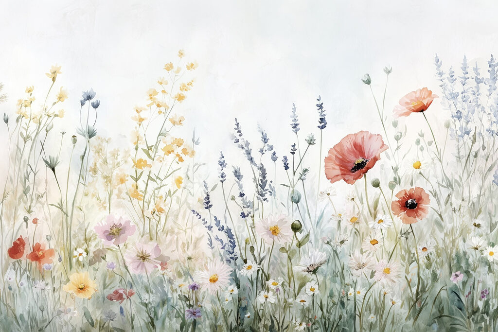 Pradera de flores — diseño completo