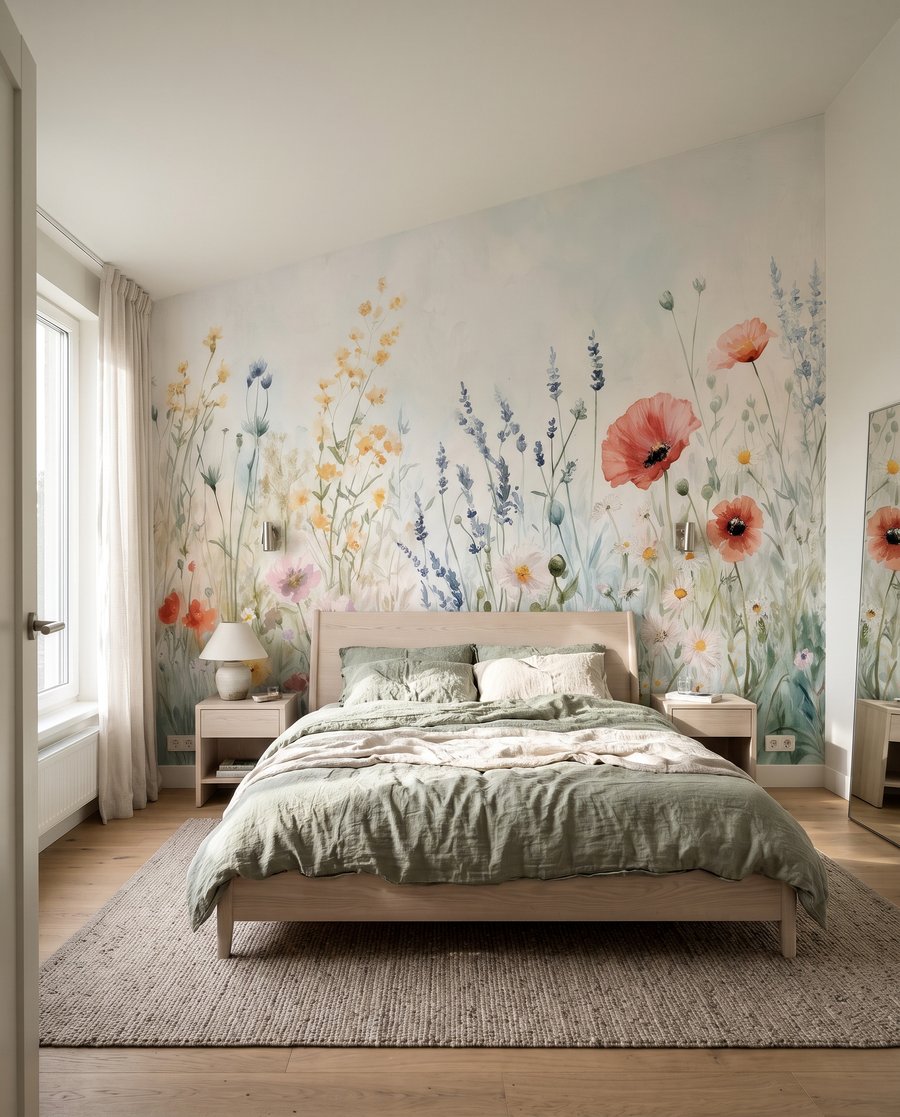 Pradera de flores en un interior