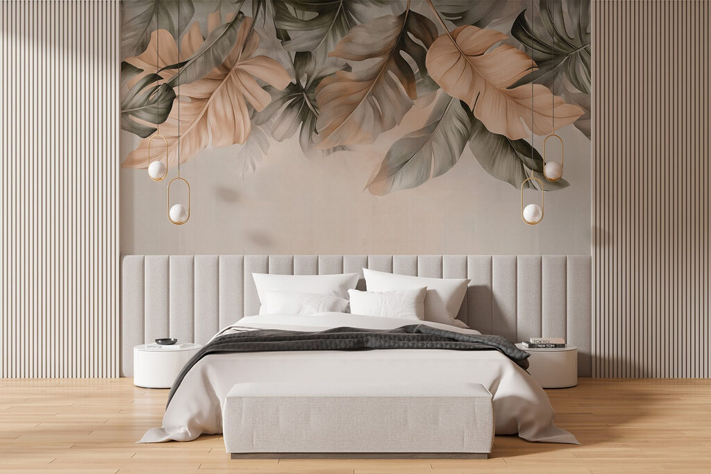 Hojas colgantes sobre taupe — interior 3