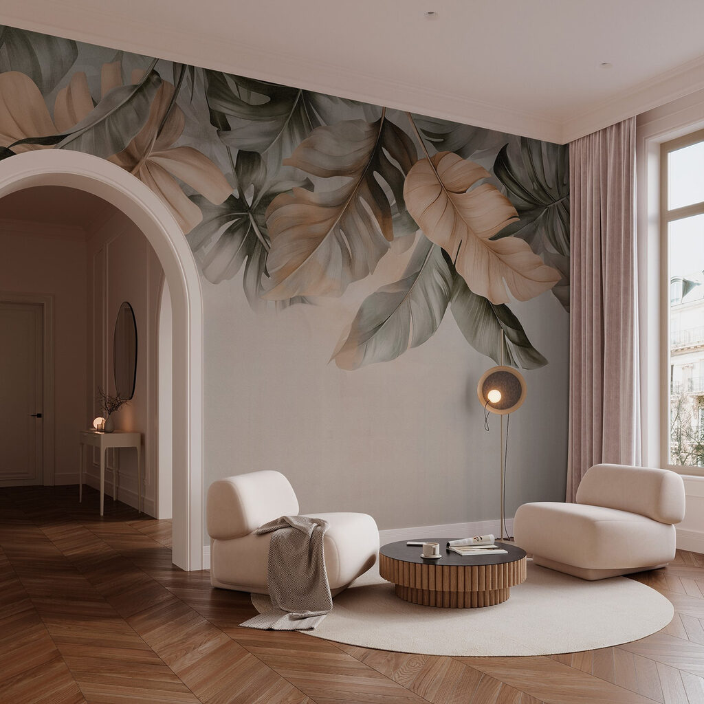 Hojas colgantes sobre taupe — interior 4