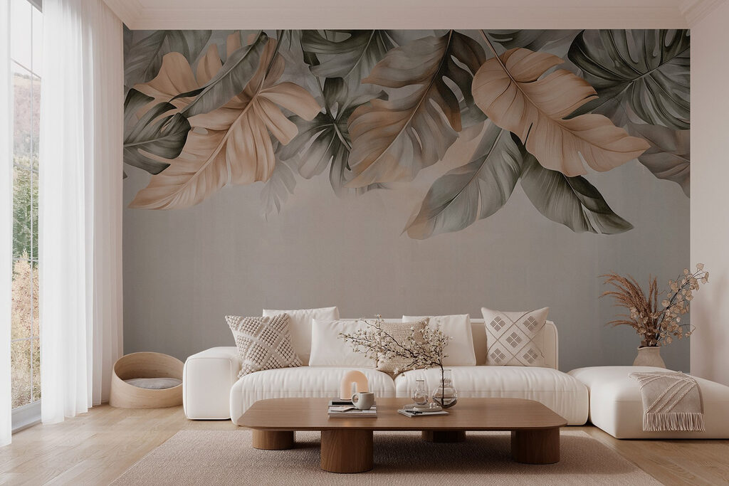 Hojas colgantes sobre taupe — interior 6