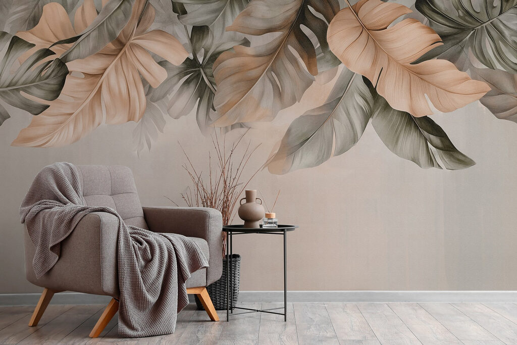 Hojas colgantes sobre taupe — interior 7