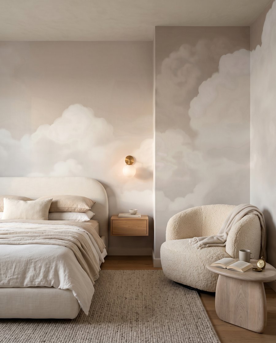 Nubes blancas suaves en un interior