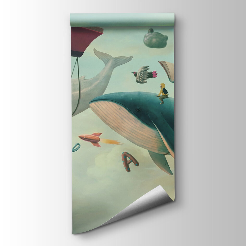 Ballenas entre libros voladores — vista del producto