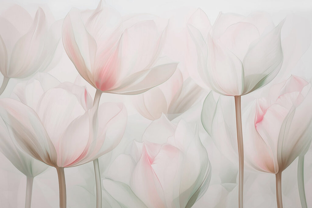Tulipanes en tonos claros — diseño completo
