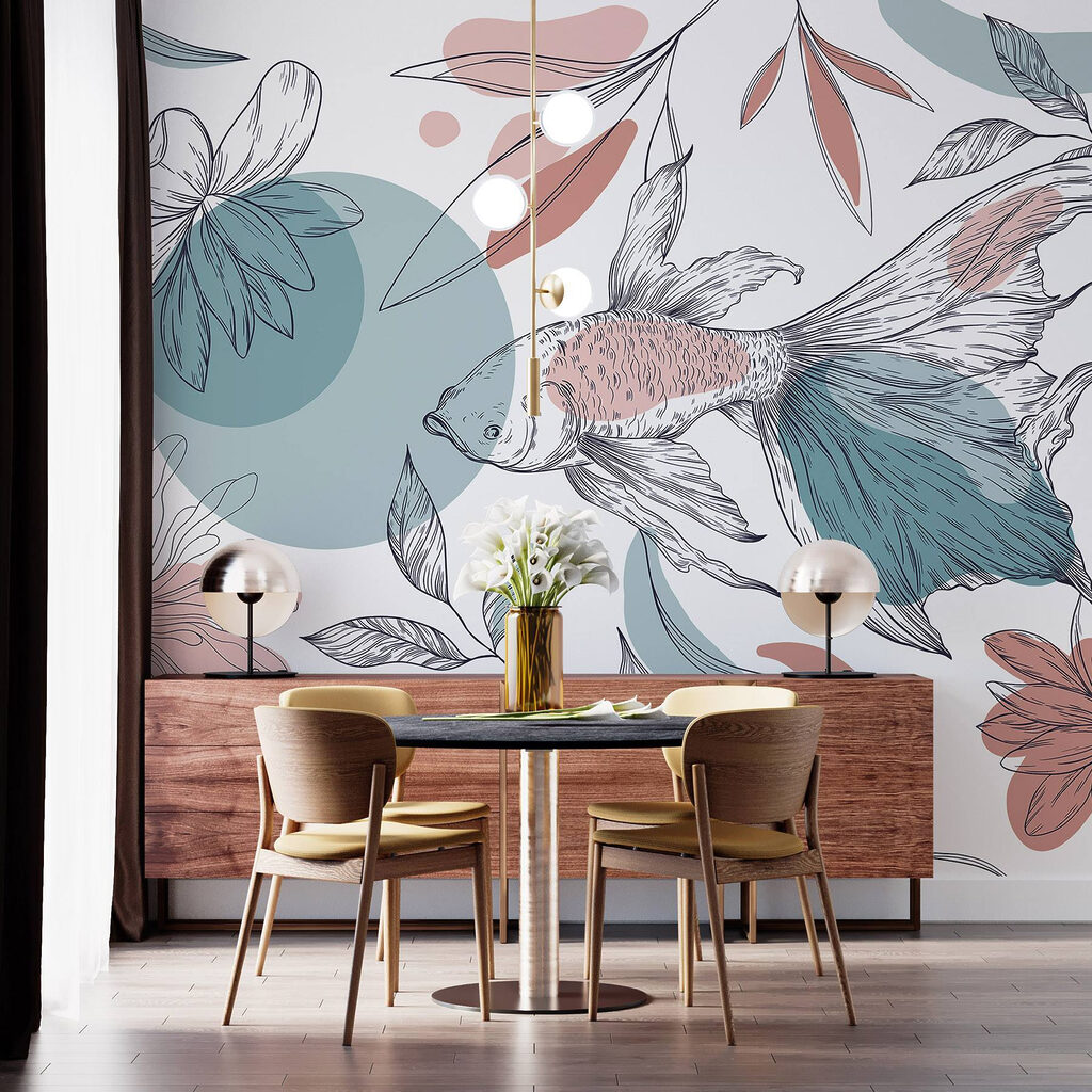 Pez entre flores dibujadas — interior 3