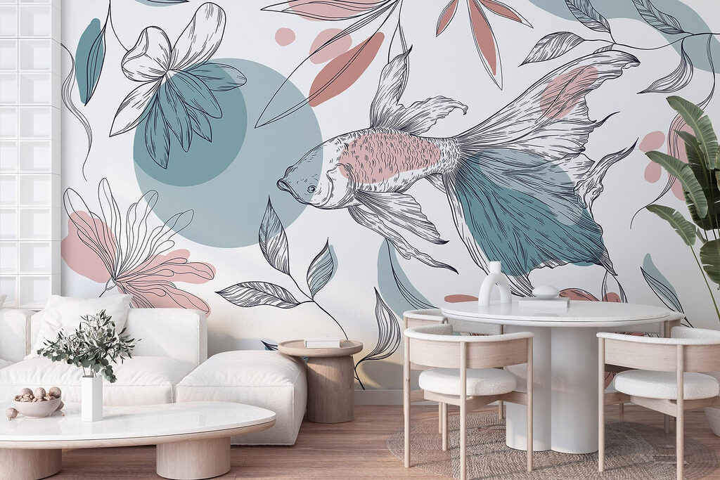 Pez entre flores dibujadas — interior 4