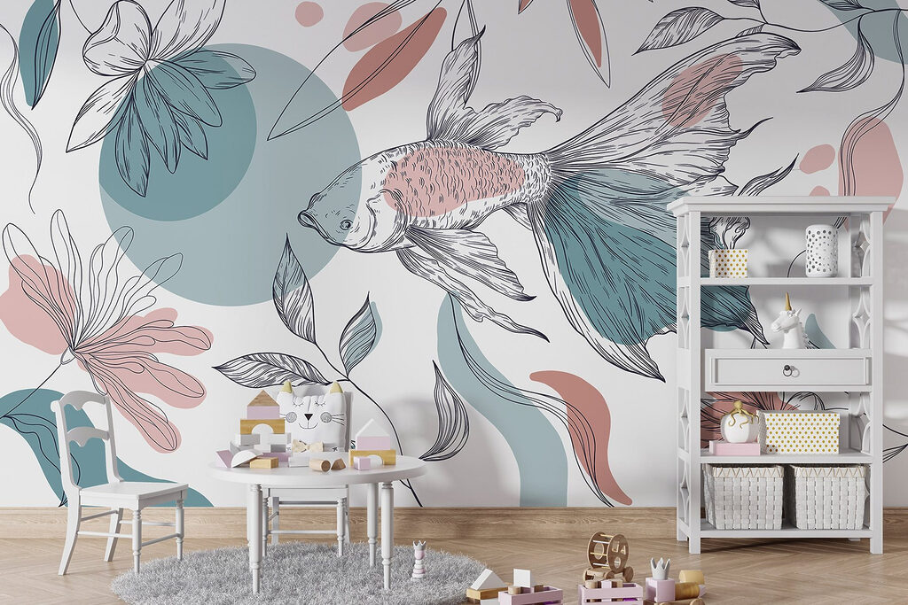 Pez entre flores dibujadas — interior 5
