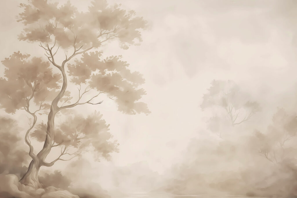 Árbol entre la niebla — diseño completo