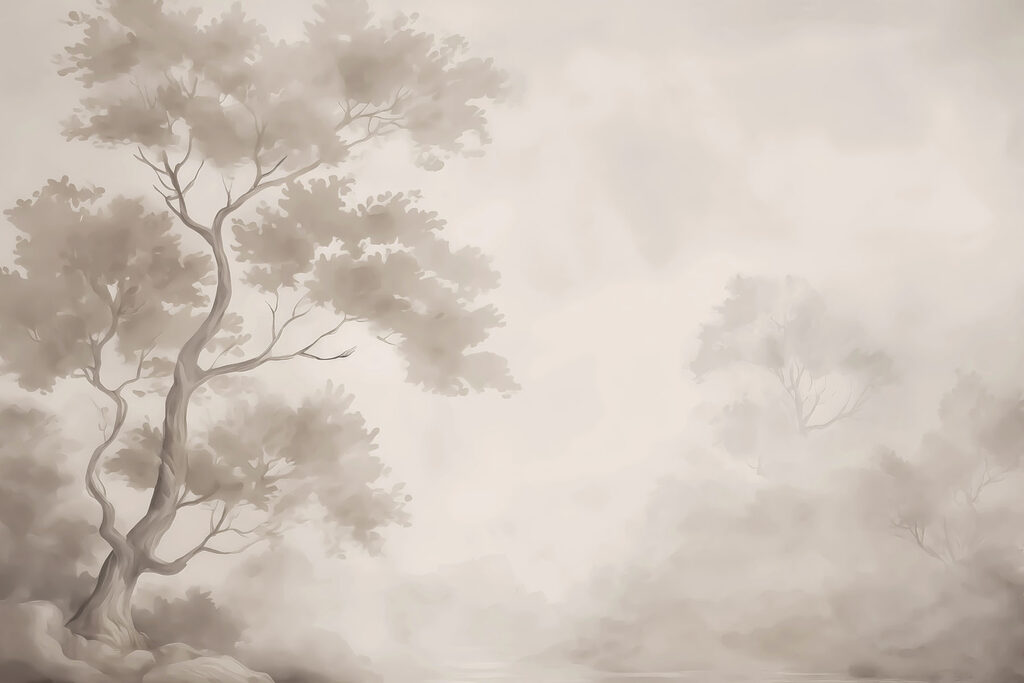 Árbol entre la niebla — diseño completo